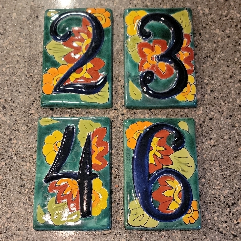 Colorful Ceramic House Number Tiles